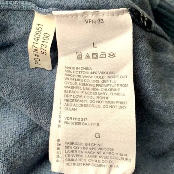 Nautica V-Neck Pullover Sweater Anchor Blue Heather Size Large Logo Stretch Knit - Picture 10 of 10